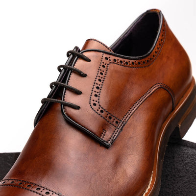 Zelli Italia Men's 25-548-CGN GIOVANNI Italian Calfskin Lace Up Cognac