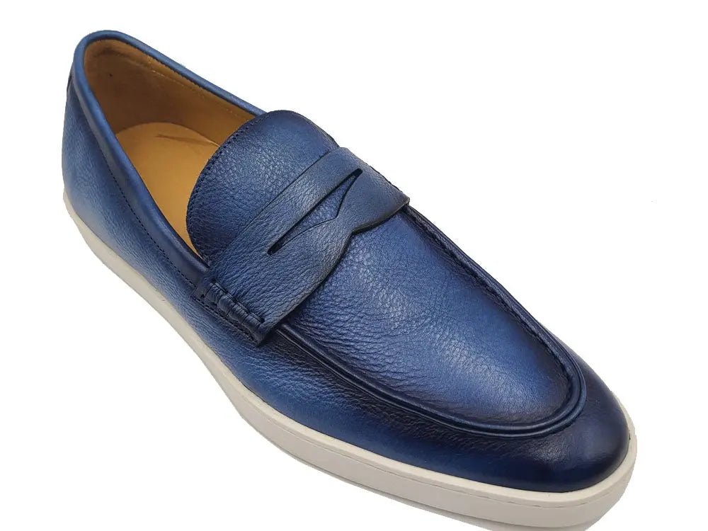 Carrucci Shoes Gorgeous Patina Burnished Penny Loafer Sneaker Calf Leather KS52915