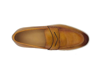 Carrucci Shoes Gorgeous Patina Burnished Penny Loafer Sneaker Calf Leather KS52915