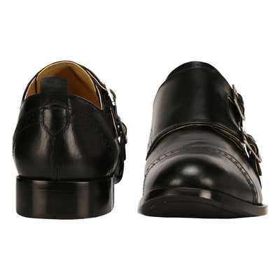 Gosling Leather Oxford Style Double Buckle Monk Straps Shoes For Men