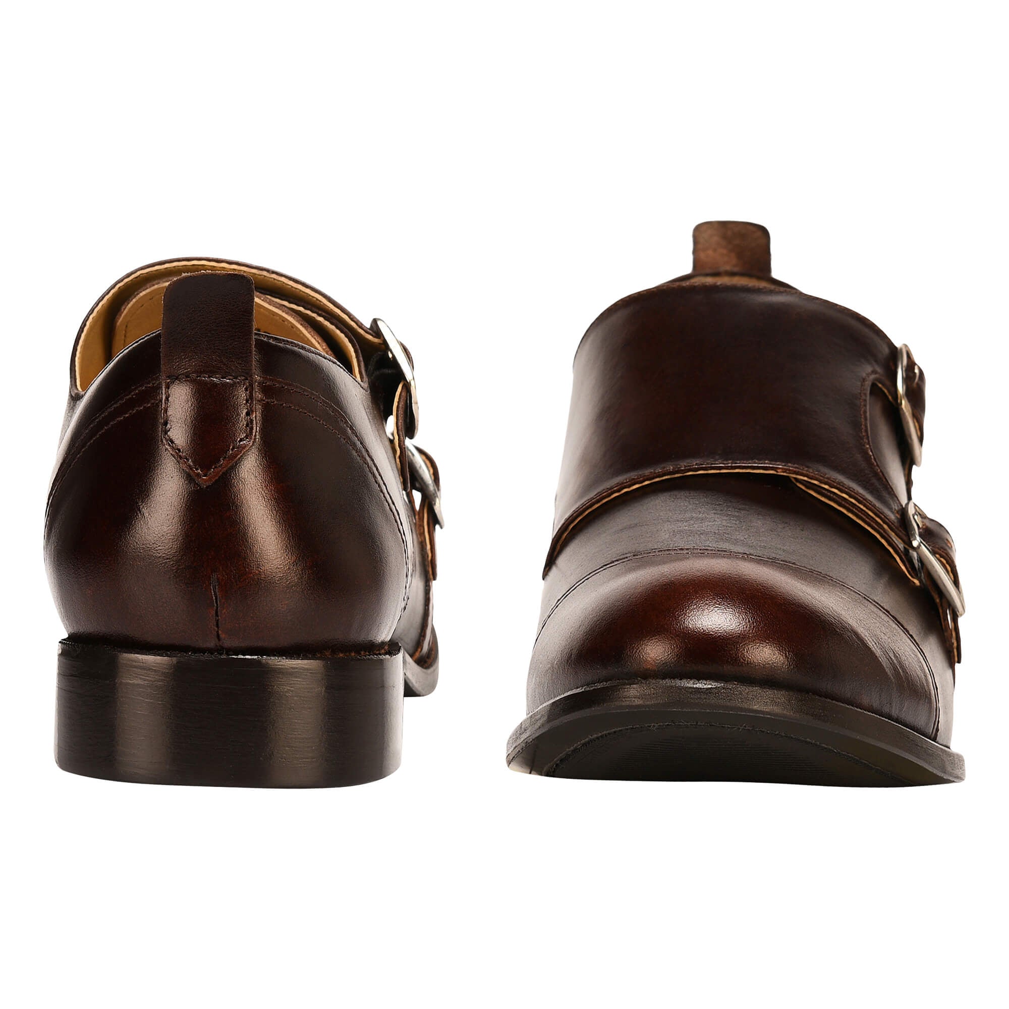 Gosling Leather Oxford Style Double Buckle Monk Straps Shoes For Men