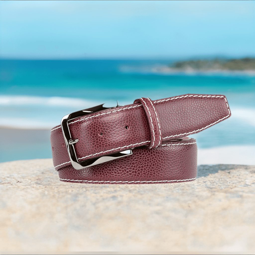 Burgundy French Pebble Grain Belt