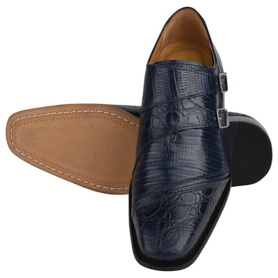 Liberty Zeno Grace Men’s Double Monk Strap Dress Shoes – Genuine Leather Oxford Style Formal Shoes