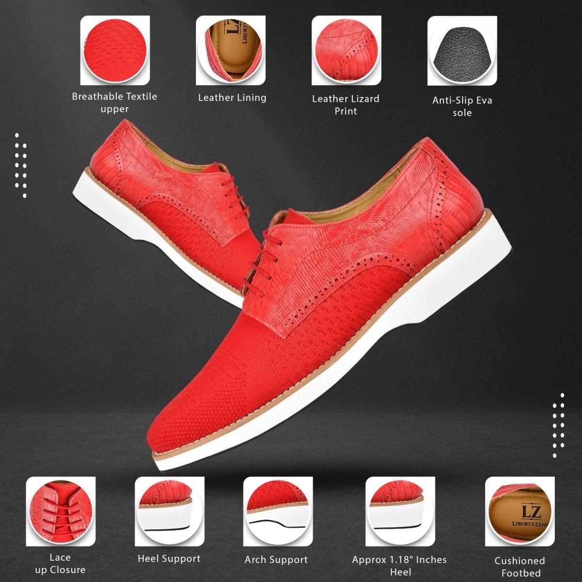 Liberty Zeno Gutta Lizard Print Leather Textile Casual Sneakers