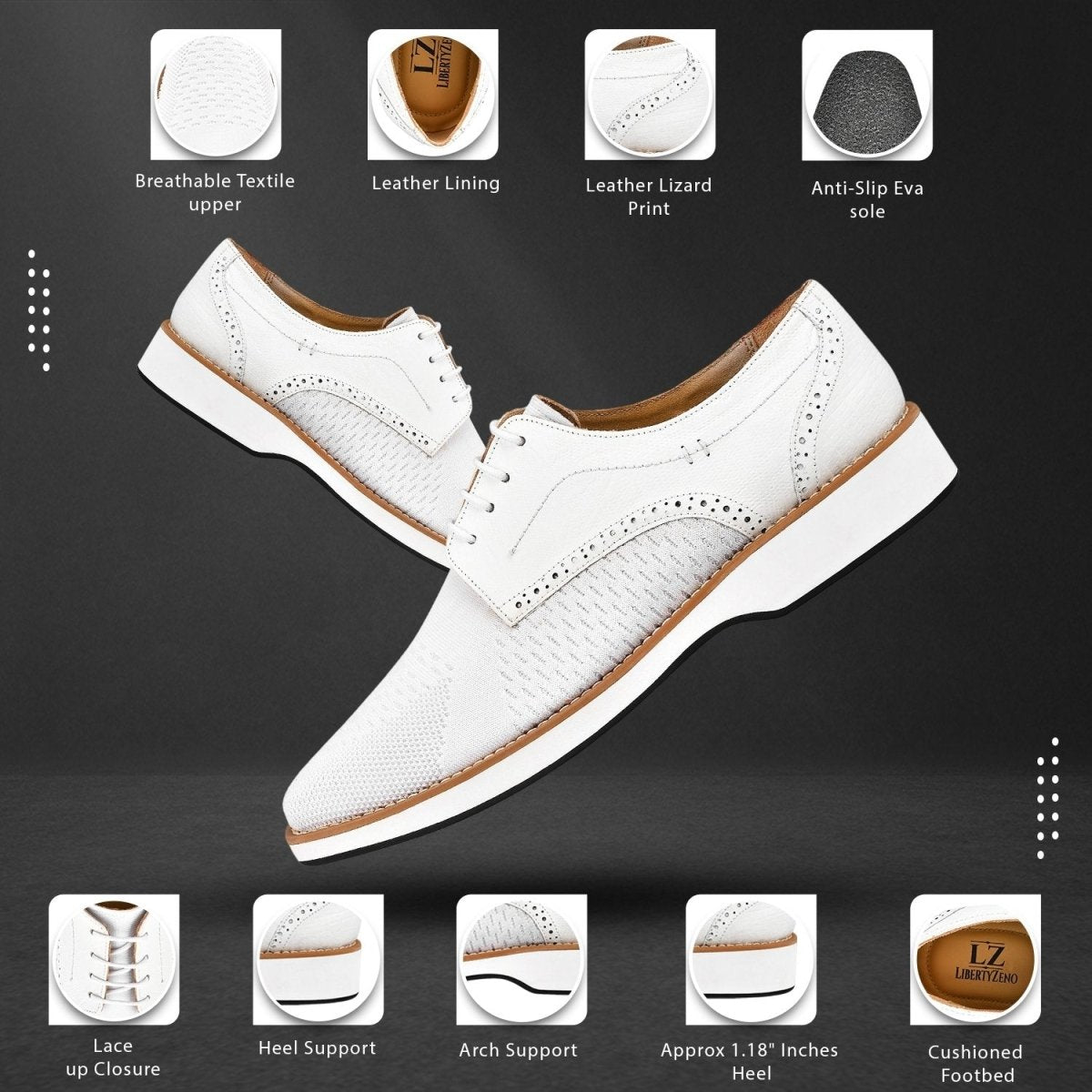 Liberty Zeno Gutta Lizard Print Leather Textile Casual Sneakers