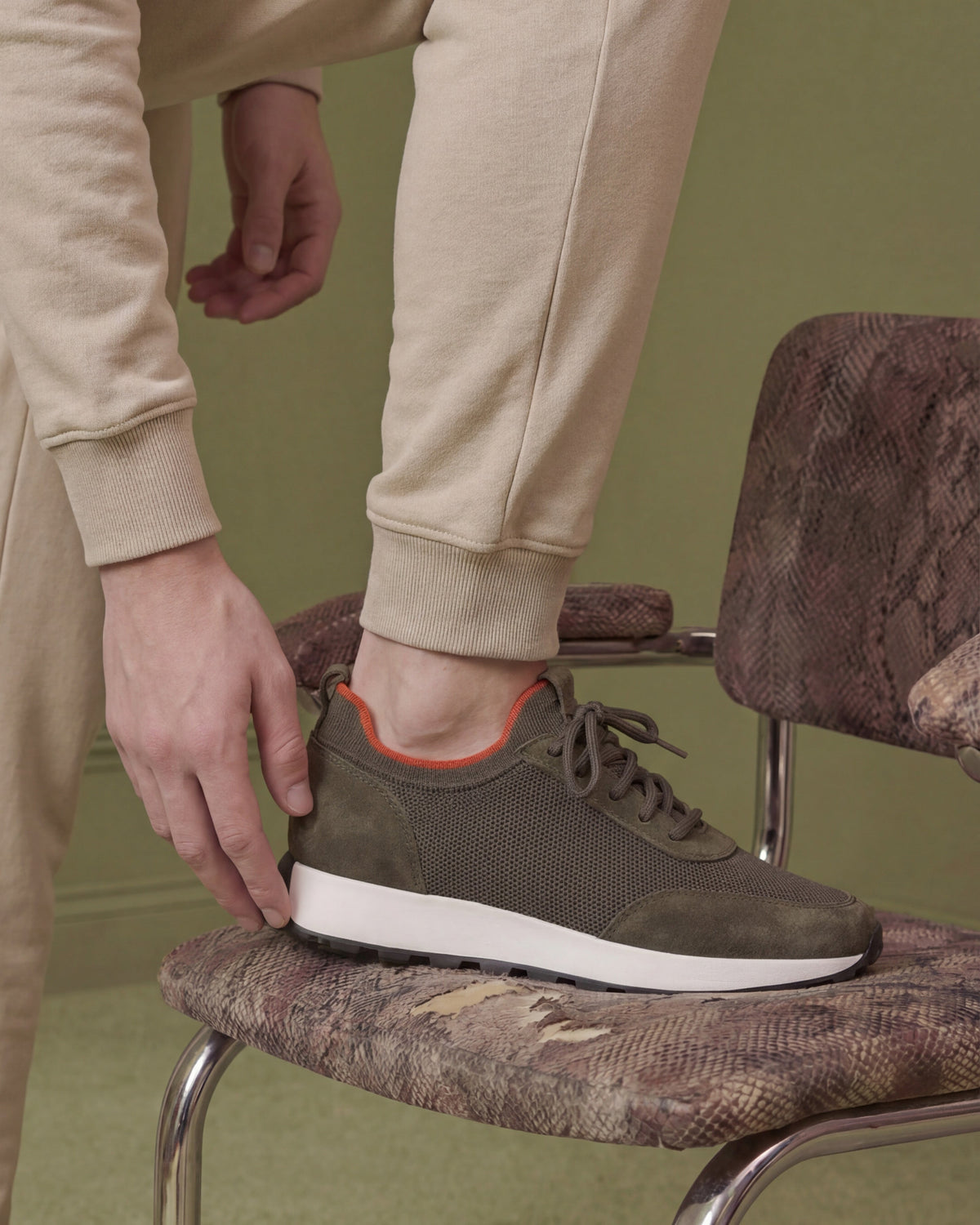 Vinci Leather The Berlin Green Suede Leather Men Sneaker – product view 9