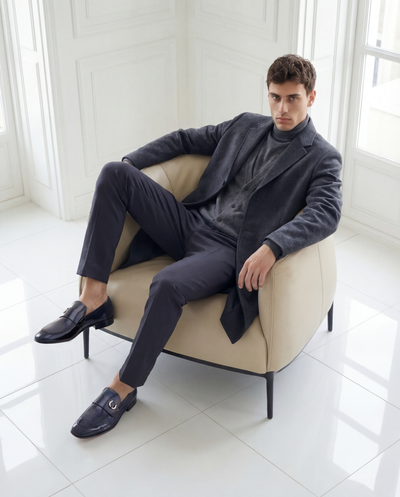 Vinci Leather The Blackwell Navy Patent Bit Loafer Men Shoe – product view 11