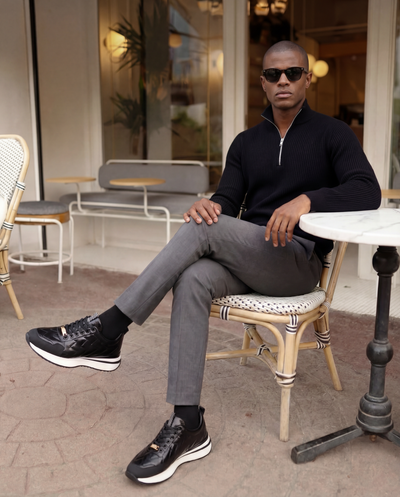 The Veneto Black Leather Men Sneaker