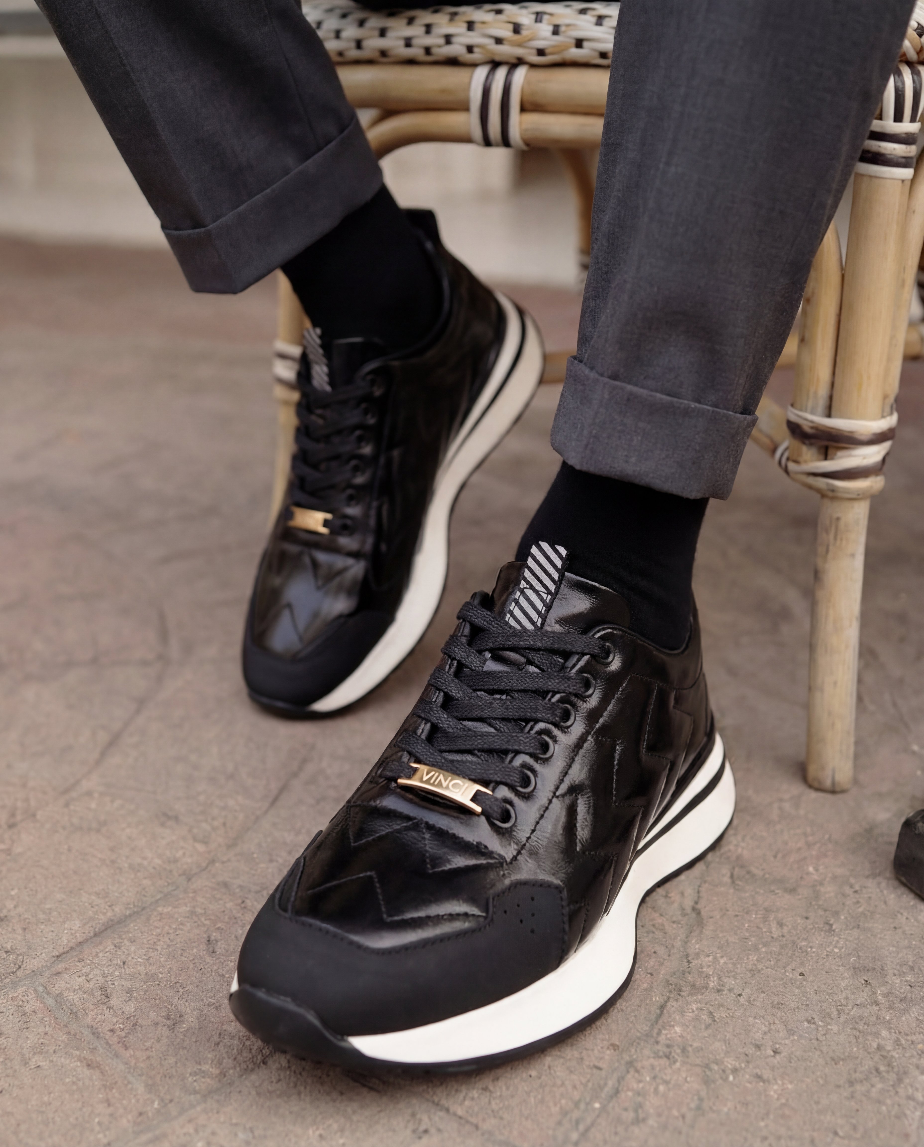 The Veneto Black Leather Men Sneaker