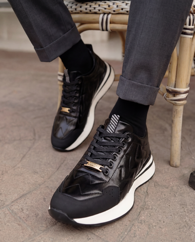The Veneto Black Leather Men Sneaker