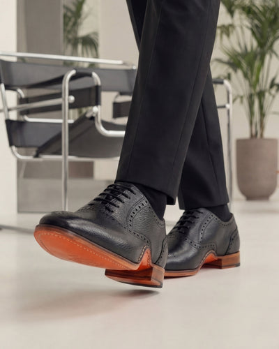Vinci Leather The Draco Handmade Black Semi Brogue Oxford Men Shoe – product view 11