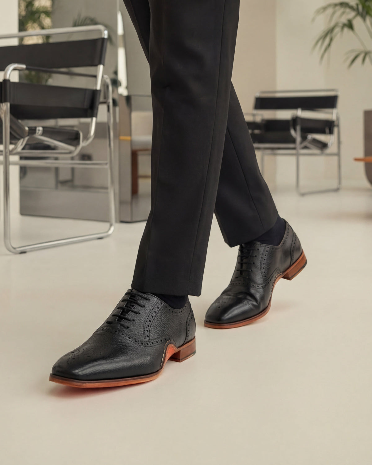 Vinci Leather The Draco Handmade Black Semi Brogue Oxford Men Shoe – product view 12