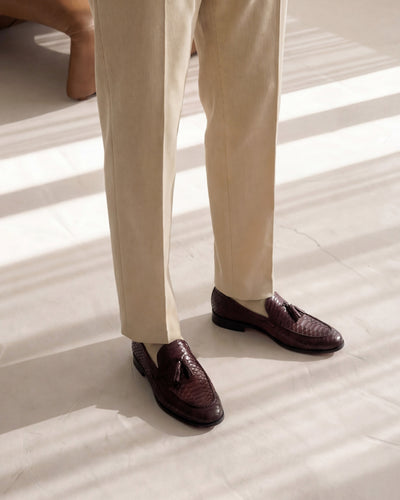 The Bethesda Burgundy Pyhtn Skin Leather Tassel Loafer Men Shoe