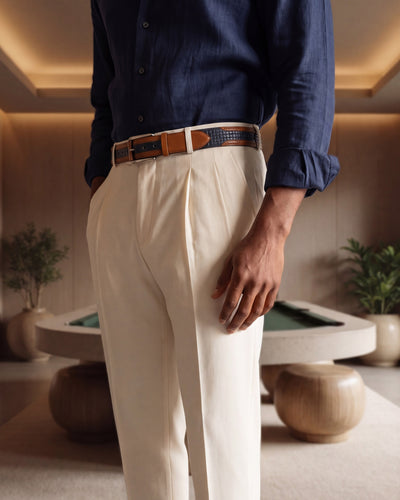 The Istanbul Tan & Navy Blue Leather Tassel Loafer Men Shoe