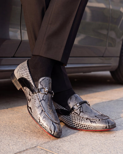 The Milano Black/White Shoe Bit Loafer Men  shoe