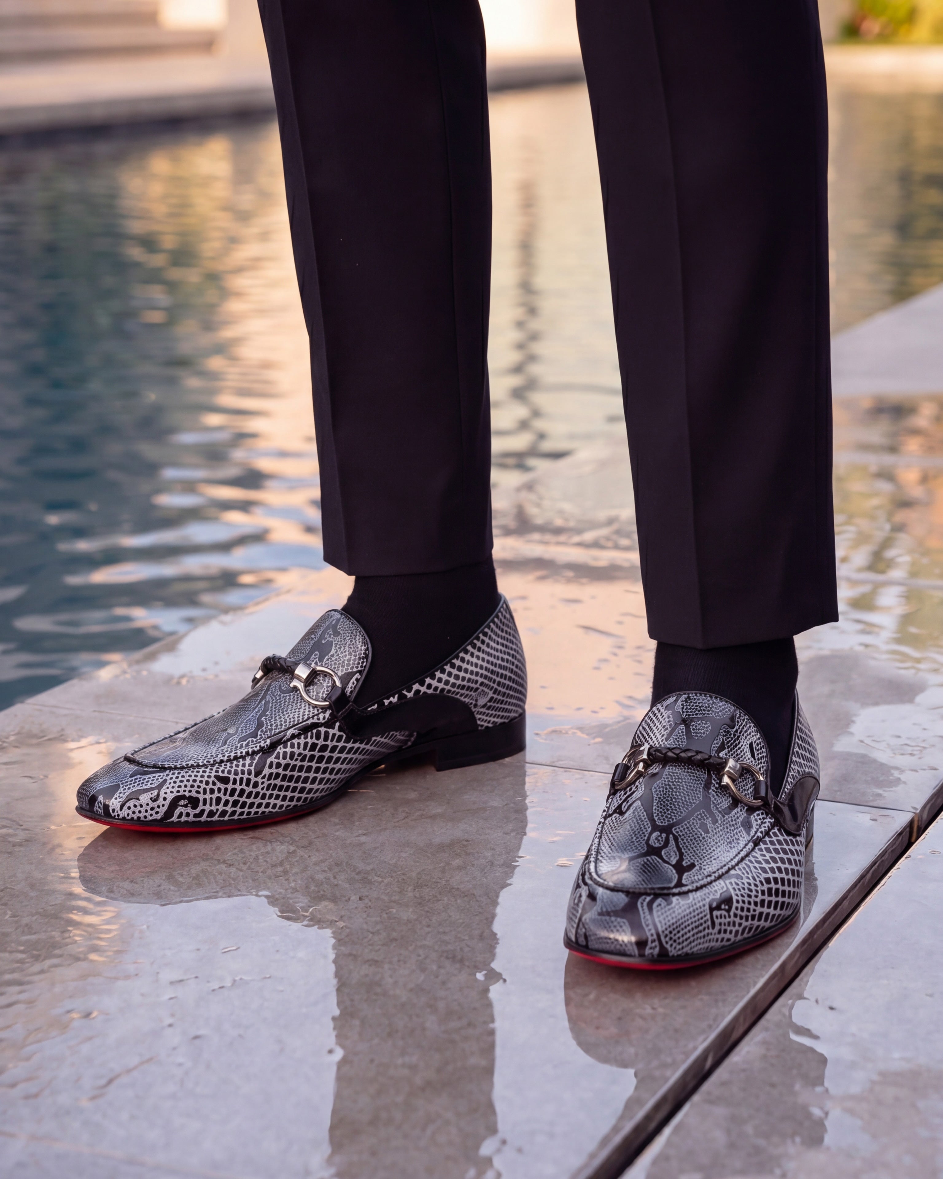 The Milano Black/White Shoe Bit Loafer Men  shoe
