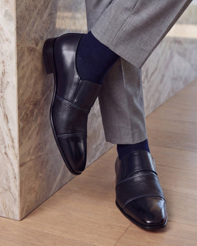 Vinci Leather The Everest Navy Leather Cap Toe Dress Loafer Men Shoe – product view 14