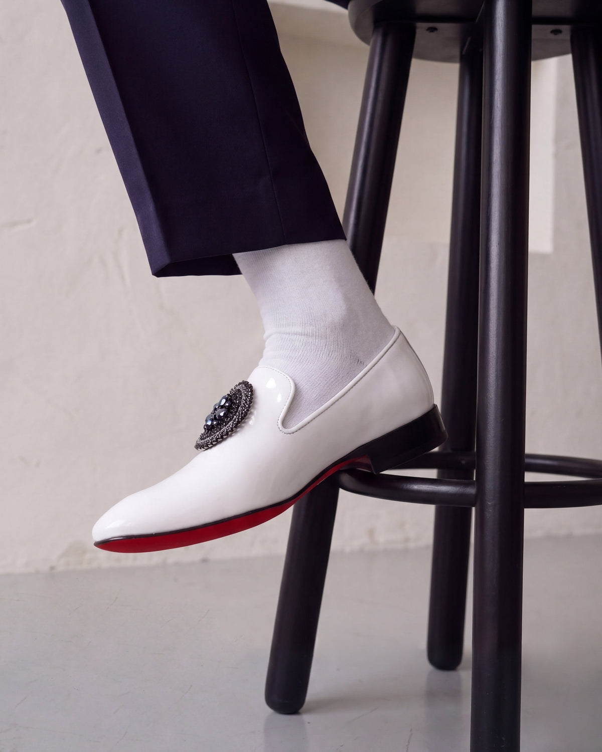 Vinci Leather The Pombe White Patent Leather Dress Slip-on Loafer Men Shoe – product view 9