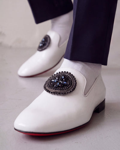 Vinci Leather The Pombe White Patent Leather Dress Slip-on Loafer Men Shoe – product view 11