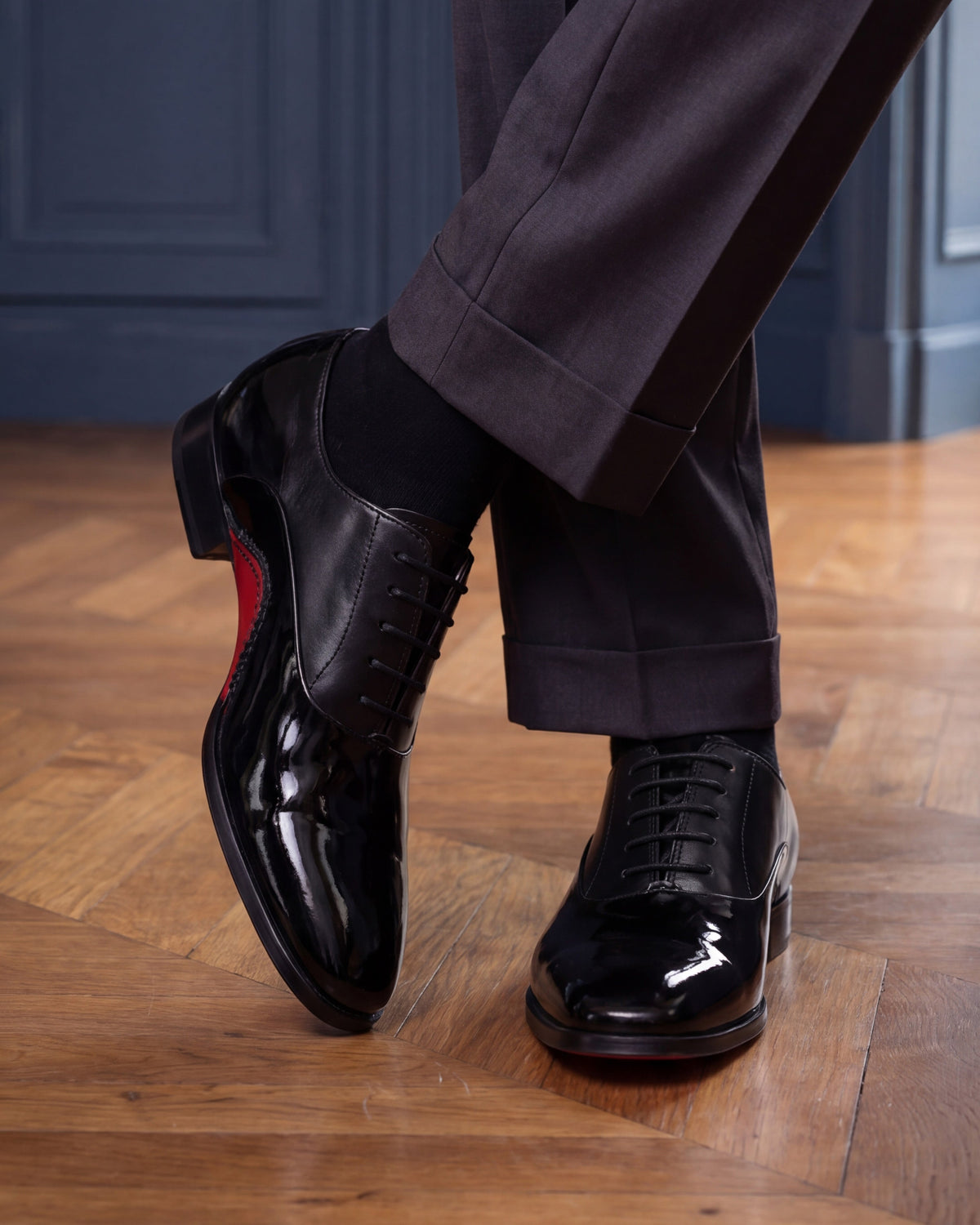 Vinci Leather The Royal Hand Craft Black Patent Leather Plain Toe Oxford Men Shoe – product view 7