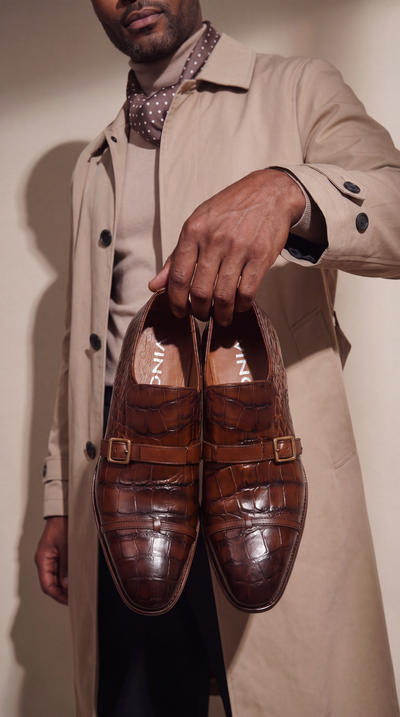 The Strat Single Monk Strap Cap Toe Brown Leather Handmade Men Shoe