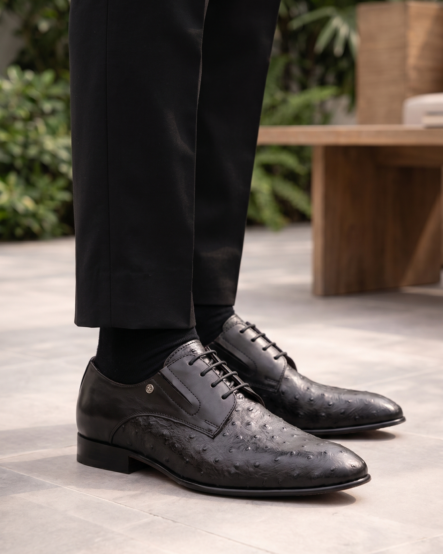 The Porto Alegre Black Leather Derby Men Shoe