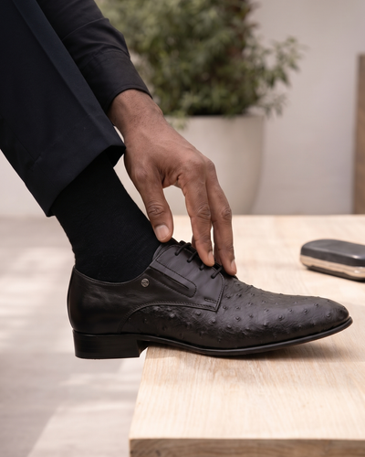 The Porto Alegre Black Leather Derby Men Shoe