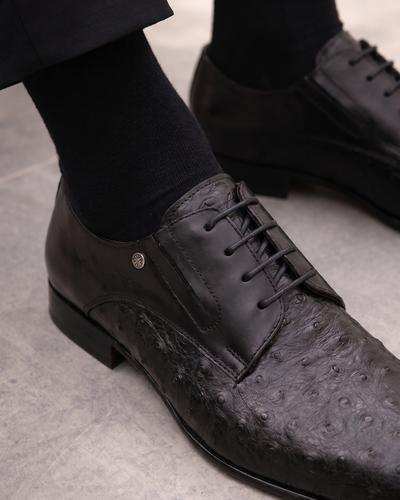The Porto Alegre Black Leather Derby Men Shoe