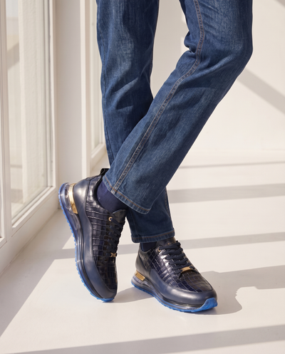 The Marseille Navy Blue Leather Men Sneaker
