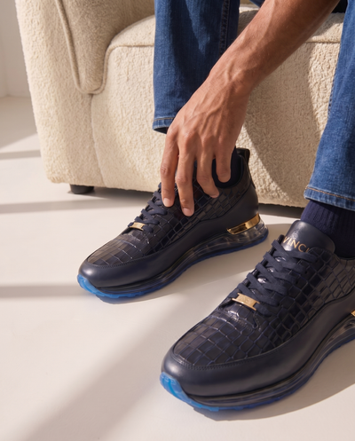 The Marseille Navy Blue Leather Men Sneaker