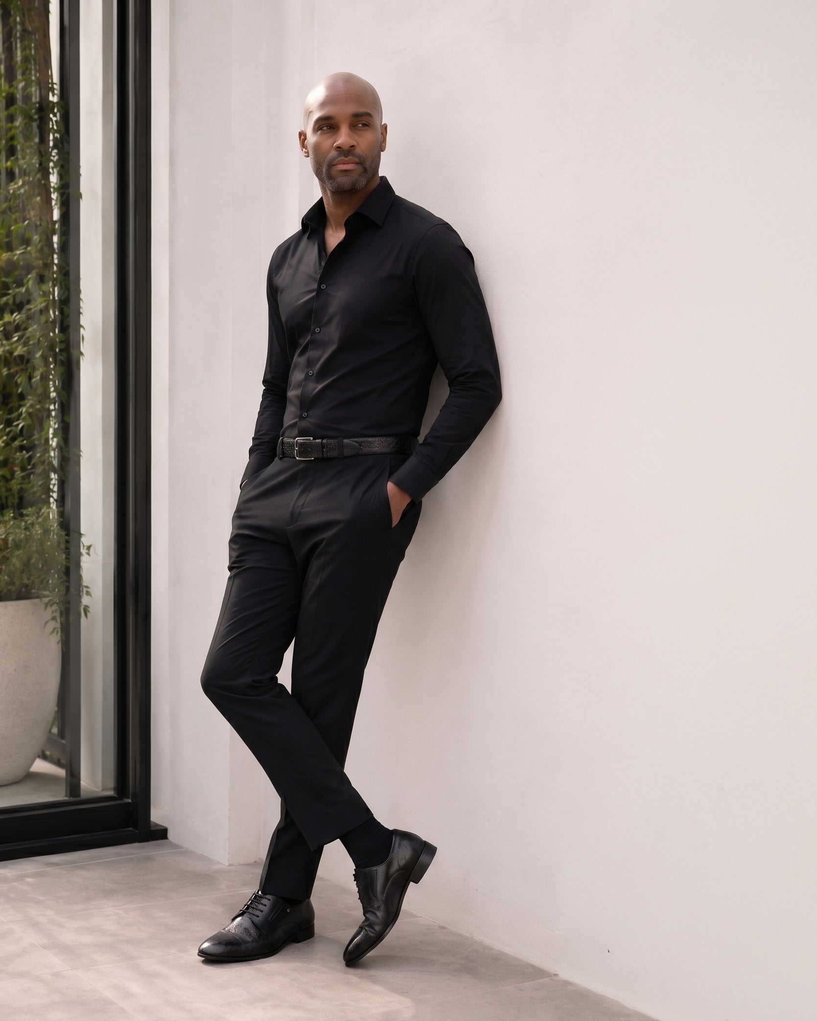 The Porto Alegre Black Leather Derby Men Shoe