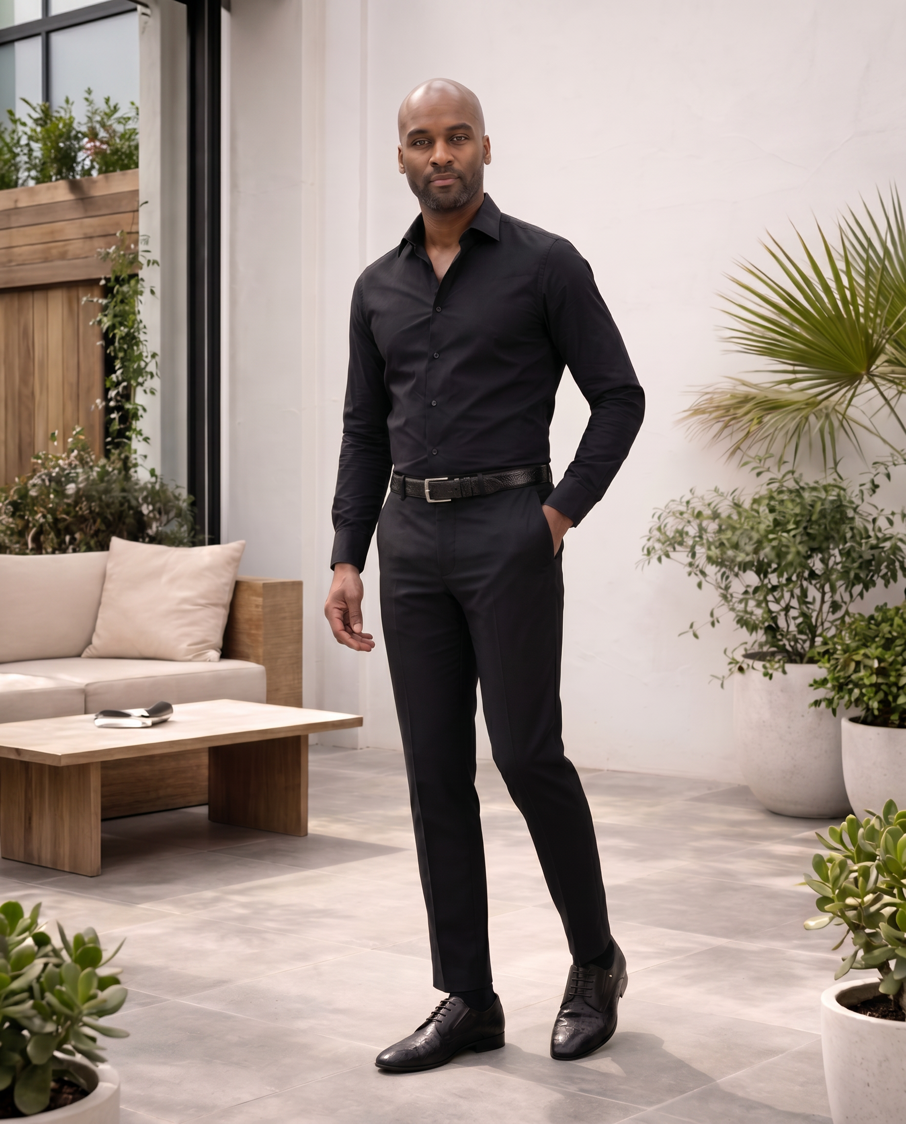 The Porto Alegre Black Leather Derby Men Shoe