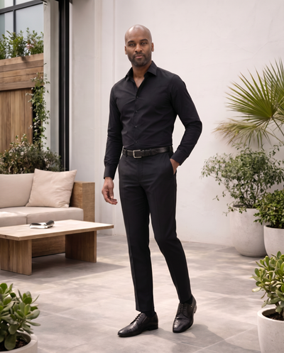 The Porto Alegre Black Leather Derby Men Shoe