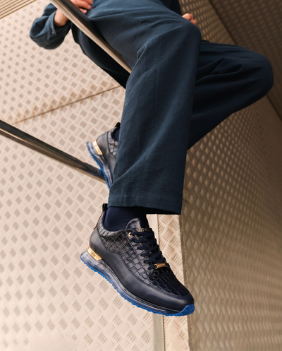 The Marseille Navy Blue Leather Men Sneaker