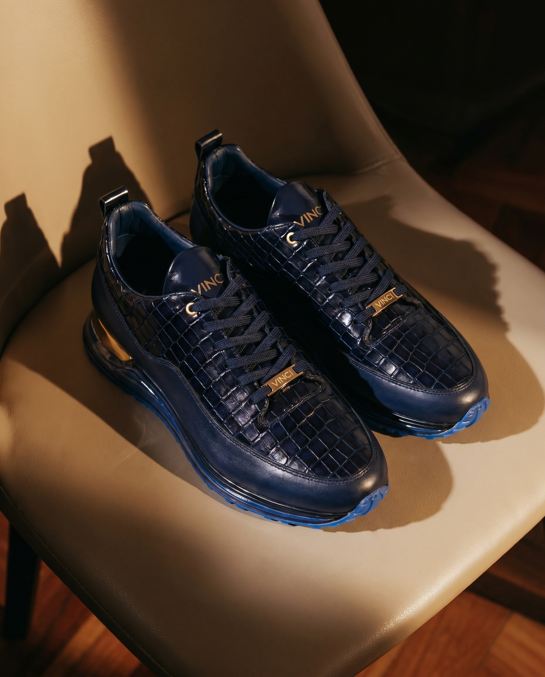 The Marseille Navy Blue Leather Men Sneaker