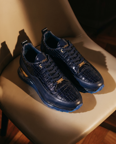 The Marseille Navy Blue Leather Men Sneaker