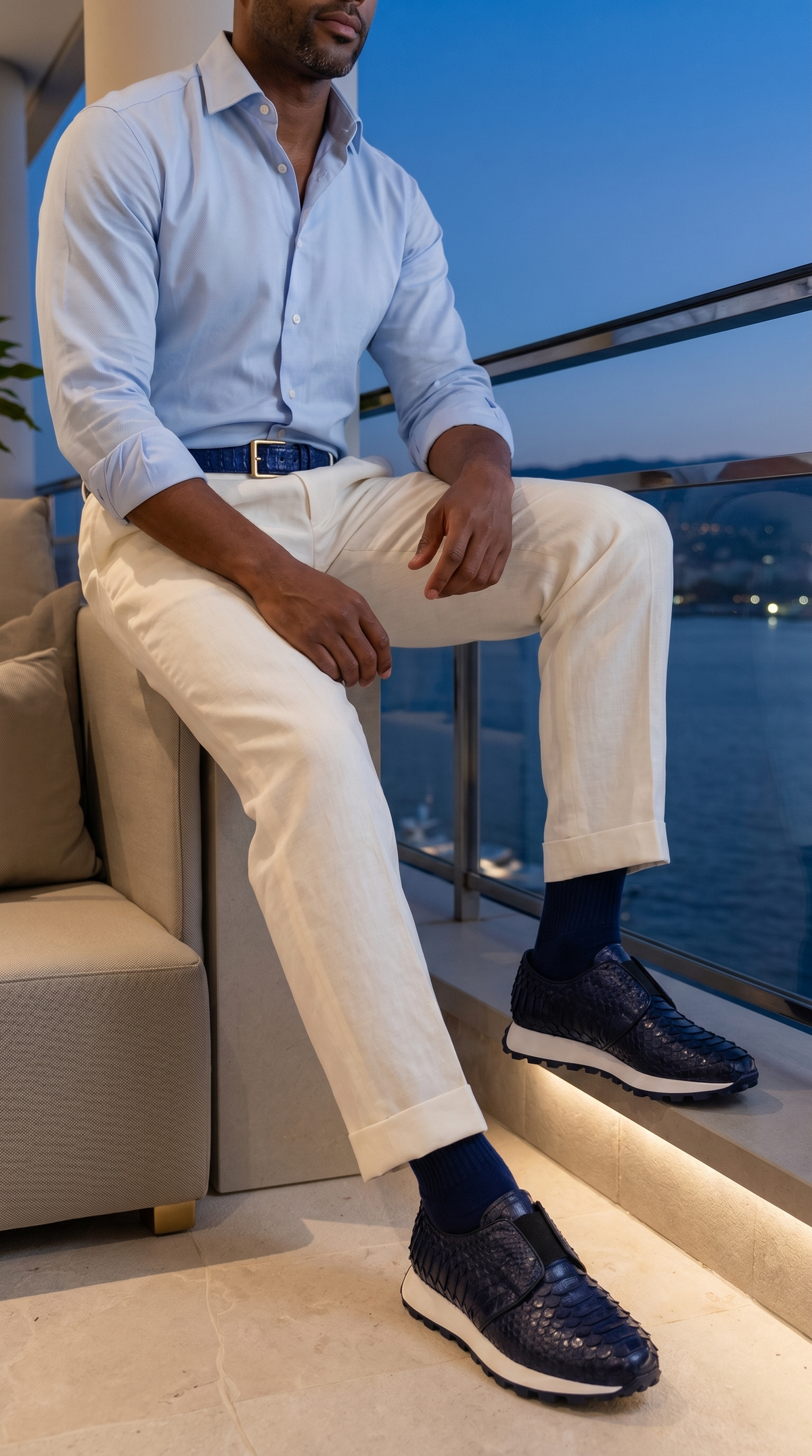 The Obsidian Navy Python Leather Men Sneaker
