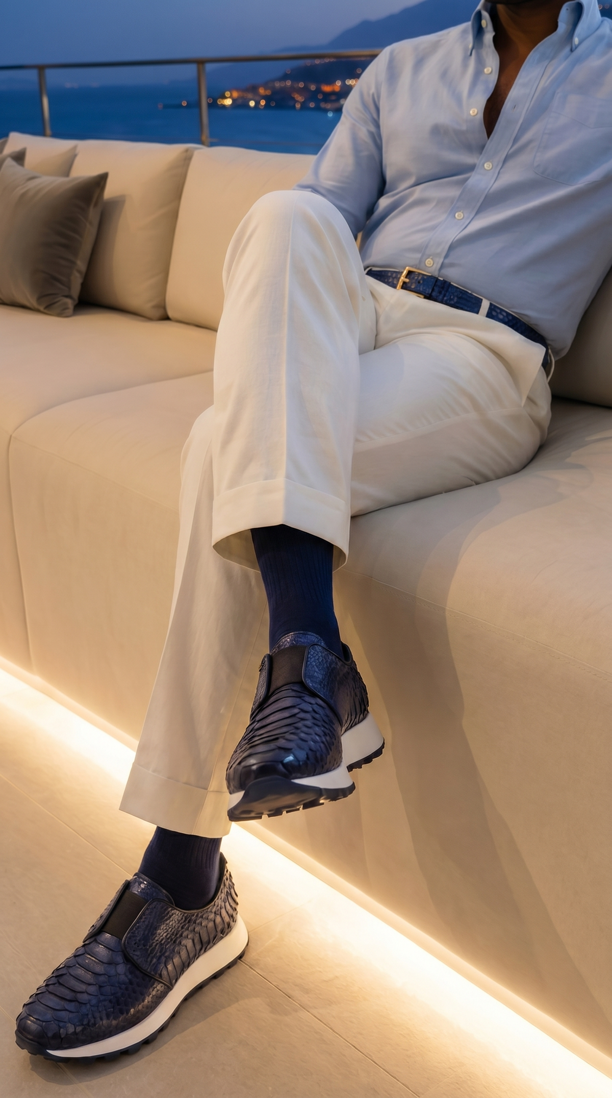 The Obsidian Navy Python Leather Men Sneaker