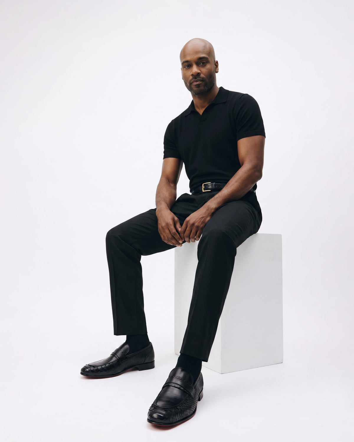 The Aurelio Black Python & Baby Buffalo Leather Penny Loafer