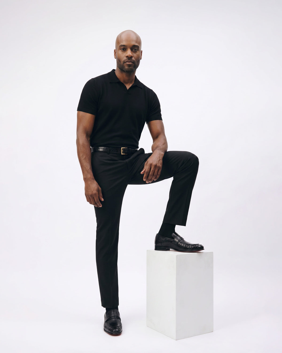 The Aurelio Black Python & Baby Buffalo Leather Penny Loafer