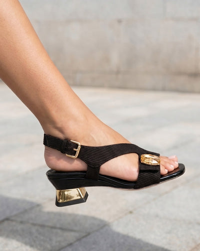 The Iconic Black Leather Women Sandal
