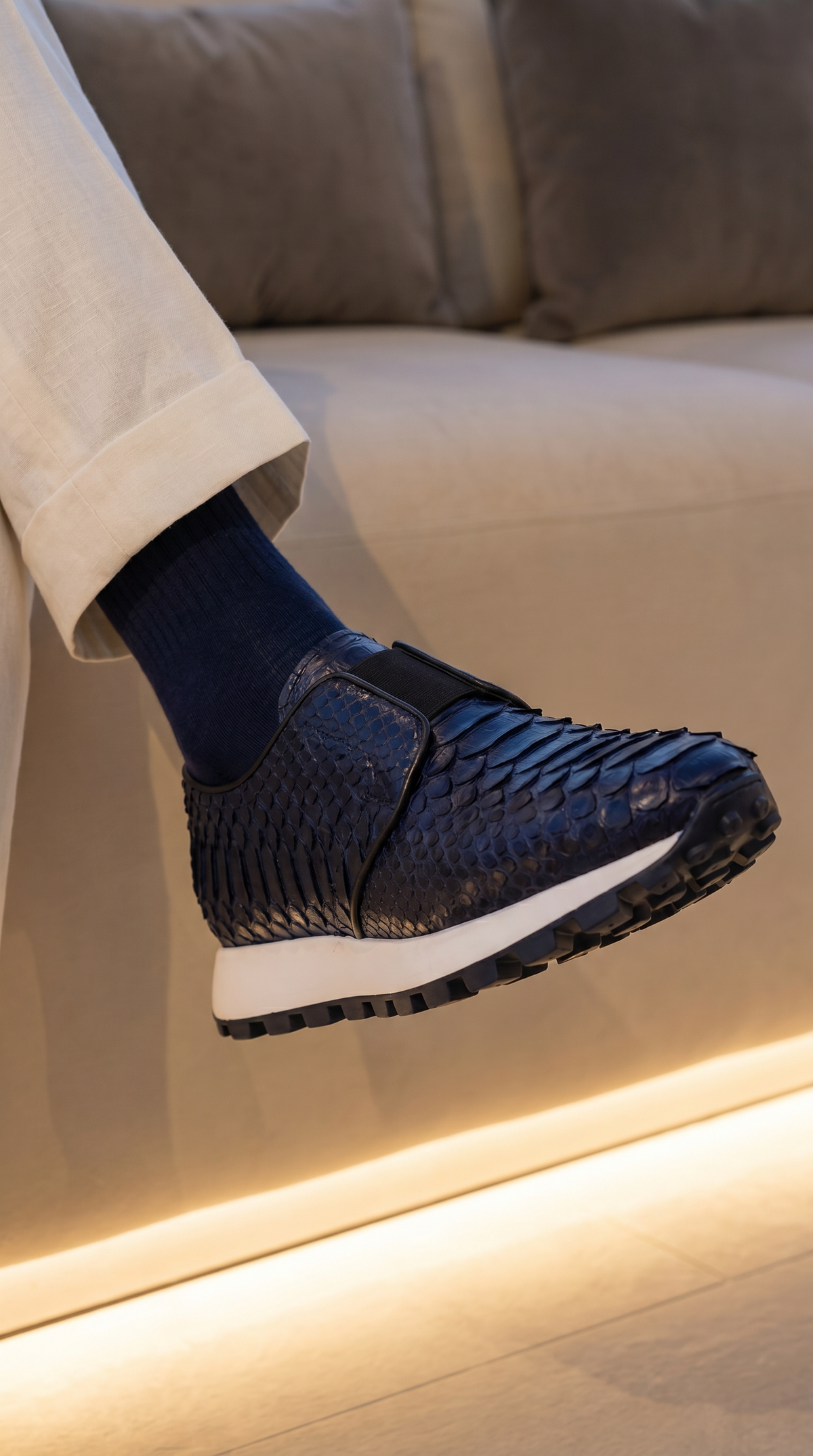The Obsidian Navy Python Leather Men Sneaker