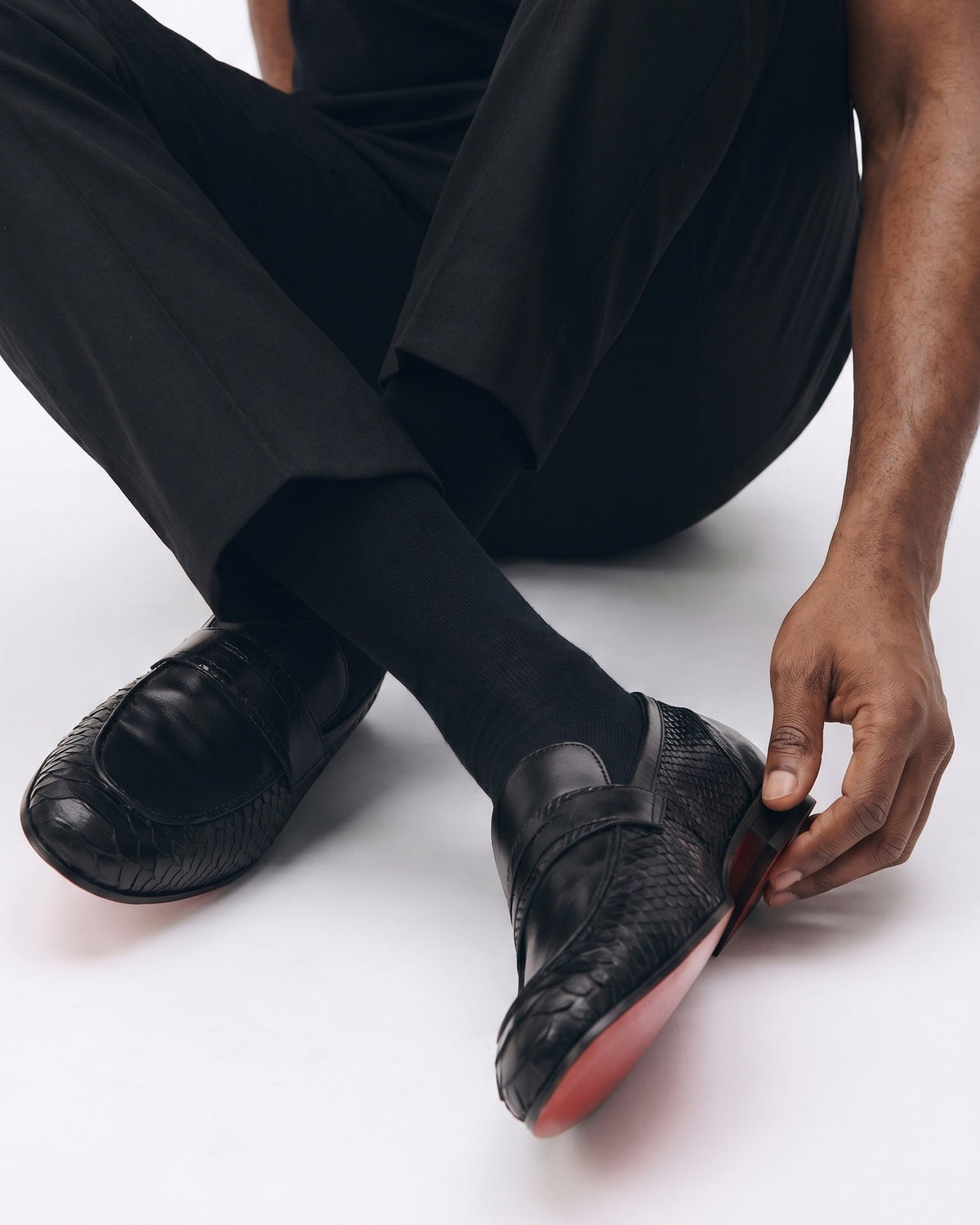 The Aurelio Black Python & Baby Buffalo Leather Penny Loafer