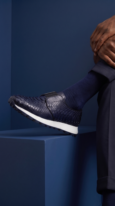 The Obsidian Navy Python Leather Men Sneaker
