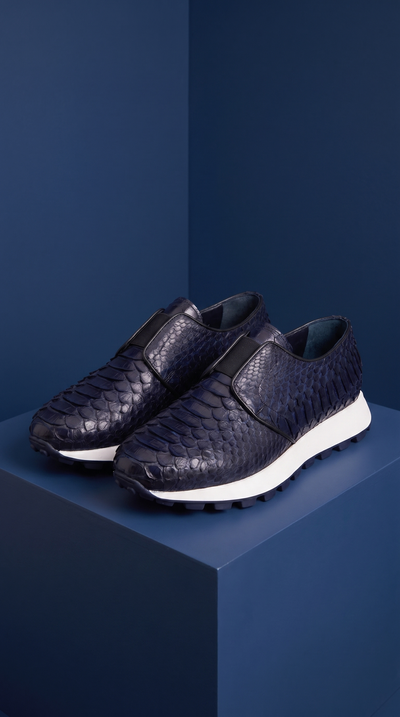 The Obsidian Navy Python Leather Men Sneaker