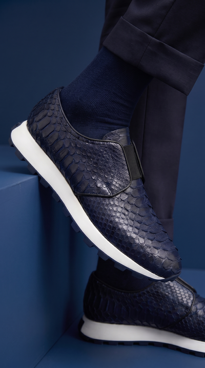 The Obsidian Navy Python Leather Men Sneaker