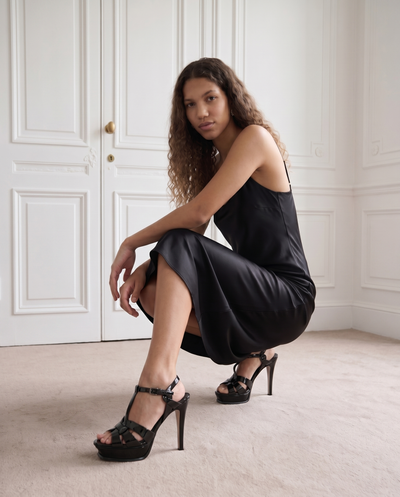 Vinci Leather The Parisian Black Patent Leather T-Strap Platform Heel Women Sandal – product view 7