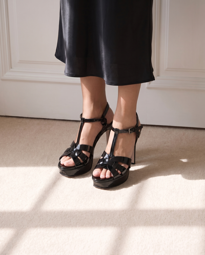Vinci Leather The Parisian Black Patent Leather T-Strap Platform Heel Women Sandal – product view 9