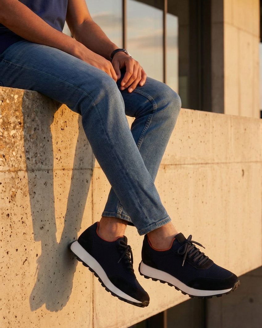 The Berlin Navy Suede Leather Men Sneaker