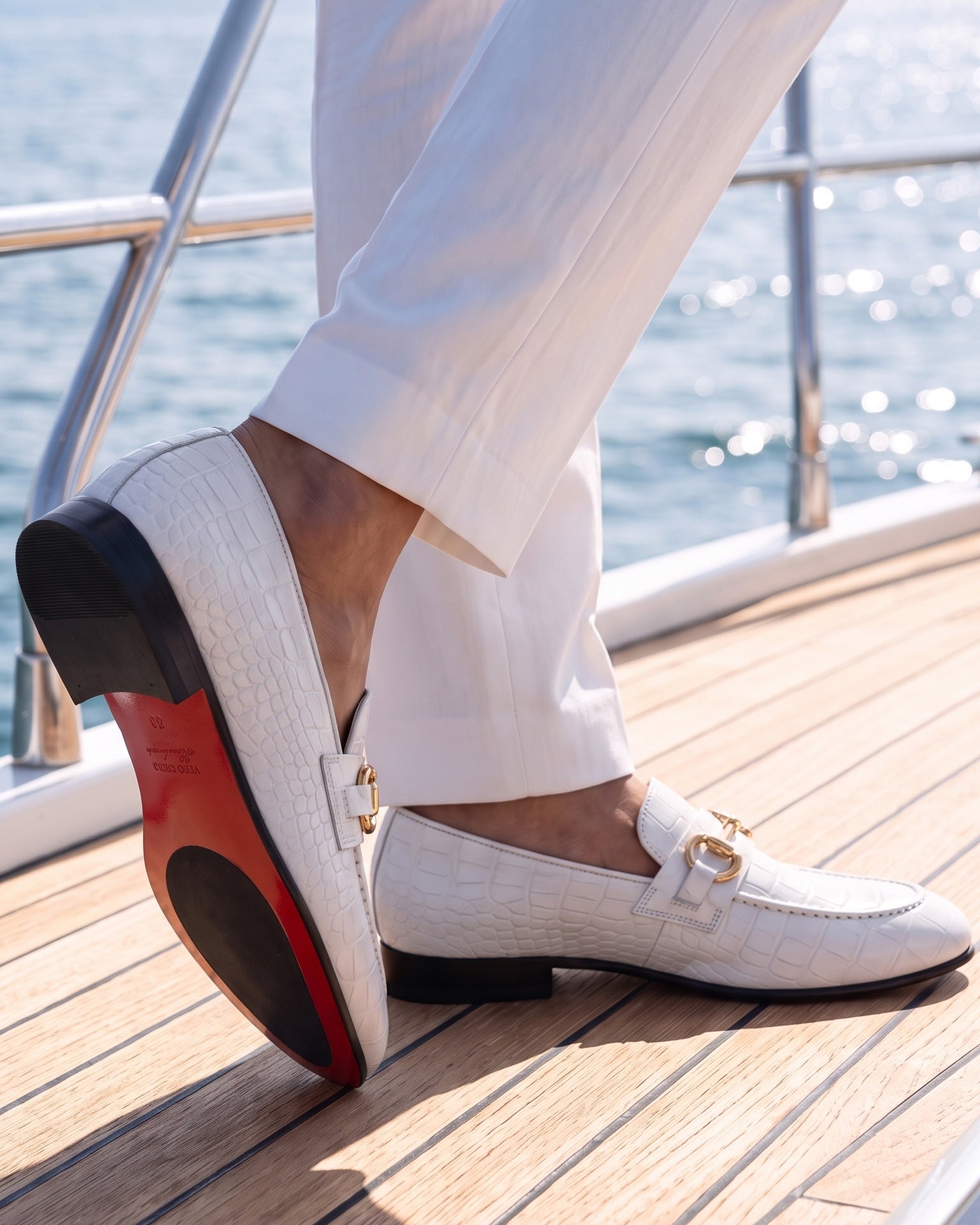 The Monaco White Leather Men Shoe Bit Loafer